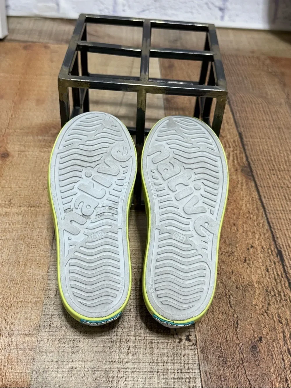 Native Mist Grey and Sunny Green Jefferson Slip On Shoes